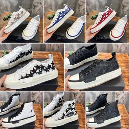Luxe Glitter Stars Court Low Sneakers Designer AM Hommes étoile à cinq branches Bone High Chaussures veau peignage mode Electric Show Fanbu Toile Casual Chaussures Taille 39-45