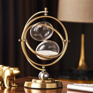 Luxe Globe Minuterie Sable Horloge Rétro Sablier Temps Sablier Nordique Décoration De La Maison Rotation Heure Verre Bureau Ornements De Bureau 220628