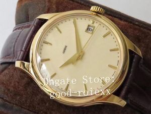 Luxe gouden 39 mm heren automatische ZF Factory 5227 horloge Cal.324 SC-beweging horloges heren Calatrava kalfsleren band Eta-kristallen horloges