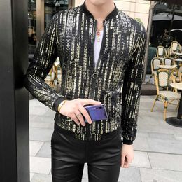 Luxe Gold Baseball Jas Mannen Zomer Bomber Jassen Mannen Hombre Mode Club Party Prom Coat Streetwear Sunscreen Clothes 210527