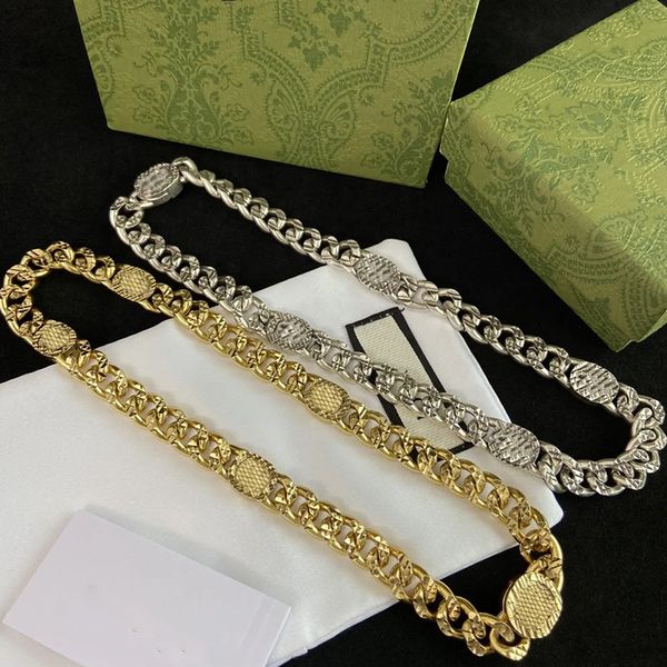 Pulseras de oro de lujo Collar grueso Joyas de diseñador para mujeres Collares pendientes para hombre G Enlace cubano Pulsera con dijes unisex Cadena gruesa de 18 k