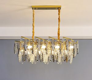 Lámparas de lámparas de lámparas de lujo de oro iluminación para restaurante ovalados de cristal de cristal moderno Decoración para el hogar Lámpara LED lustre