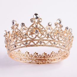 Luxe goudkristallen bruiloftskronen Silver Rhinestone Princess Prom Party Queen Bridal Tiara Quinceanera Crown Hair Accessories Cheap 264e