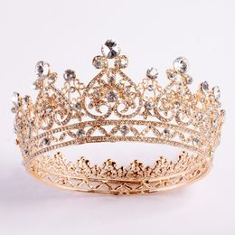 Luxe gouden kristallen bruiloftskronen Silver Rhinestone Princess Prom Party Queen Bridal Tiara Quinceanera Crown Hair Accessories Cheap 263K