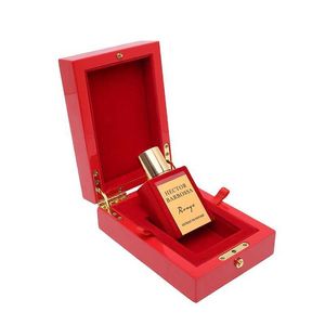 Conception de luxe en or personnalisé haut brillant piano rouge peinture en bois bouteille de parfum 30 ml