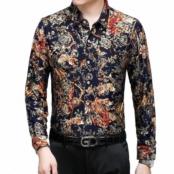 Luxe Or Frs Grande Taille Blouse Élastique Hommes Chemises Décontractées Vêtements Fantaisie Pour Hommes Fi Social Club Party Wear Baroque O1IN #