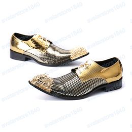 Luxo ouro couro genuíno homens oxford sapatos festa de casamento celebração rendas até sapatos formais