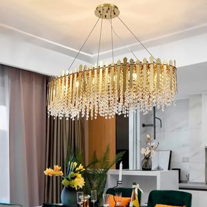 Luxe gouden keukeneiland kroonluchter hanglampen moderne led eetkamer kristal hangende verlichtingsarmatuur woonkamer huisdecor luster