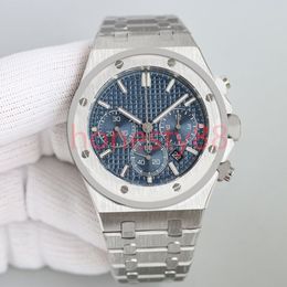 Montre de luxe pour hommes en or Super longue montres-bracelets à quartz bracelet en acier inoxydable 41mm miroir saphir lumineux Designer Auto Date252D