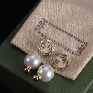 Boucles d'oreilles de luxe en or perl, boucles d'oreilles en diamant de styliste pour femmes, bijoux G, boucles d'oreilles de fiançailles