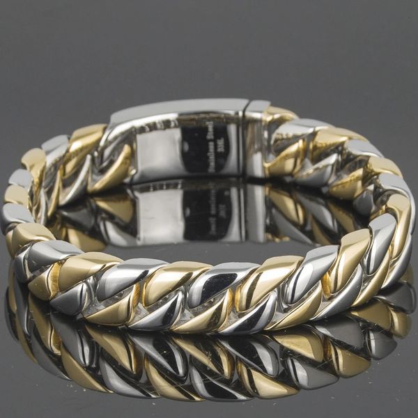 Bracelet plaqué or de luxe homme amitié bracelets pour hommes bracelets en métal en acier inoxydable sur la main bijoux cadeaux pour petit ami 240105
