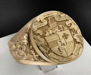 Luxe gouden vergulde wapenschild Sweet Signet gegraveerde ringen voor mannen Women Hip Hop Dance Party Court Style Ring Sieraden Gift89802904290608