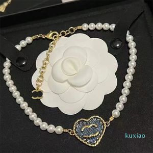 Luxe gouden vergulde ketting merkontwerper Blue Heart Fashion ketting sieraden Romantische liefde cadeau boetiek cadeaubakje bruiloft verjaardagsfeestje