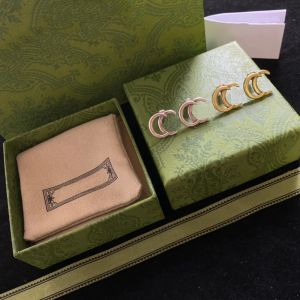 Luxe gouden zilveren stud oorbellen ontwerper voor dames hoepel oorbellen Stud Letter oorbellen sieraden met doos set Valentijnsdag geschenkbetrokkenheid
