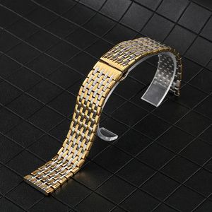 Luxe goud zilver horlogeband roestvrij staal 20 mm 22 mm horloges band vlindergesp vervangende horlogebanden voor mannen vrouwen 240104