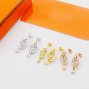 Luxe Gouden Stud Oorbellen Ontwerper Voor Vrouwen Varken Neus Oorbellen Stud Letter Oorbellen Sieraden Met Box Set Valentijnsdag Cadeau Engagement Met doos