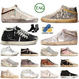 Golden Goose's Women Designer Casual Shoes Mid Star Italy Brand Flat Ball Leather Suede Handmade Glitter Silver Vintage 【code ：L】Sneakers Mens Trainers