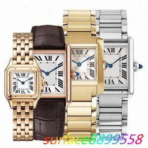 Luxe Gold Watch Tank Damesontwerper Catier Panthere kijkt Diamond Watch voor vrouw Quartz Movement mode Hoogwaardige polshorloge N7SJ#