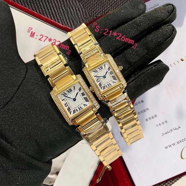 Luxury Gold Watch Tank Diseñador de mujer Catier Panthere Watches Reloj Diamond For Woman Quartz Movement Fashion Wall Wutwatch N7SJ# 977