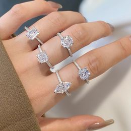 Luxe Gold Wed Designer Ring For Woman 925 Sterling Silver Diamond Round Oval 5a Zirconia Dames Love Eternity Promise Wedding Betrokkenheid Ringen Geschenkdoos Maat 5-9