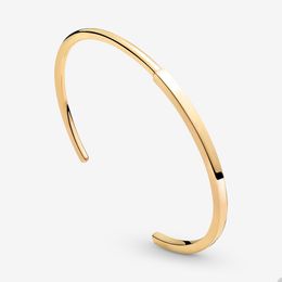 Bracelet ouvert de manchette dorée de luxe pour Pandora Signature I-D Bracelet Set bijoux de créateur pour femme petite amie cadeau mariage bracelets en or avec boîte d'origine