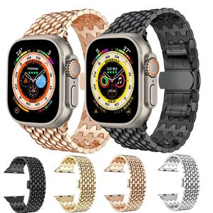 Luxe Golden Metal Band voor IWatch Series 8 7 6 5 4 SE Ultra Roestvrij staal Strep Apple Watch 49mm 40mm 41 mm 42 mm 44 mm 45 mm vrouw