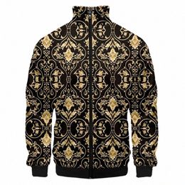 Modèle d'or de luxe Hommes / Veste Femme Bomber Veste Homme Femmes Poches Zipper Lg Manches Manteau Top Printemps Vêtements Vestes 52Uq #