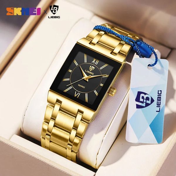 Relojes de pulsera de cuarzo dorado de lujo para mujer, moda femenina, 30 m, relojes impermeables para mujer y niña, reloj femenino 240118