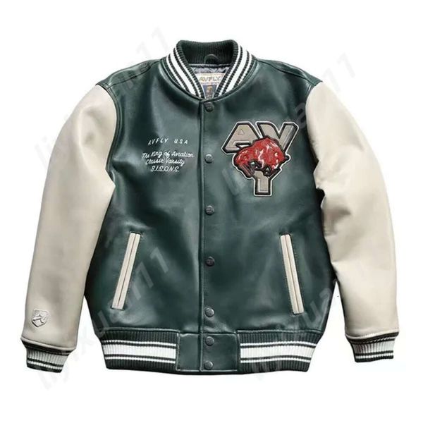 Artículos de lujo Chaqueta de cuero AVIREX Chaqueta de motocicleta con cuello alto corto de piel de oveja para hombre Chaqueta piloto de otoño e invierno Chaqueta de béisbol informal Chaqueta bomber 3305