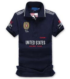Luxury goederen Europese en Amerikaanse borduurraceversie Roeifers Versie Solid Color Short Sleeve Heren Polos Shirt Flag T-Shirt Aziatische maat S-5XL