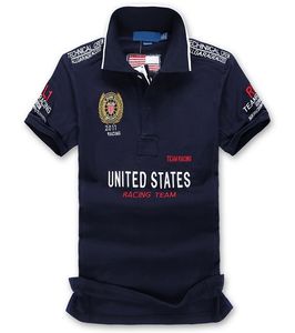 produits de luxe Broderie européenne et américaine version course version aviron couleur unie polos pour hommes à manches courtes drapeau T-shirt taille asiatique s-5XL
