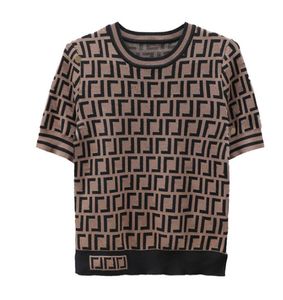 Luxe goederen Hoge kwaliteit Luxe Medusa Dames T-shirt Gebreide truien FF Letter LOGO Jacquard gebreid Lange korte mouwen Mode Dames gebreide trui 1370