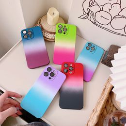 Luxury gradiënt kleur matte telefoonhoesje voor iPhone 14 pro max 13 12 11 14 plus camerabescherming Hard pc -cover case