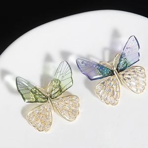 Broche papillon en cristal dégradé de luxe pour femmes robe plaquée or Corsage broche costume vêtements accessoires bijoux cadeaux