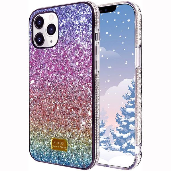 Degradado de lujo Rainbow Bling Glitter Diamond Fundas de parachoques TPU PC Cubierta para MOTO G8 Power Lite G9 One Fusion 5G Plus E7 G Play 2021 LG Stylo 6 7 K22 Google Pixel 4 4A XL 5