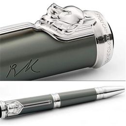 Luxe geweldige schrijvers Special Edition Roller Ballpoint Top Kwaliteit Groene grote houder Ravill Schrijfpen Uniek reliëf Wolf Head