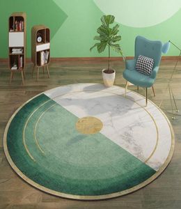 Tapis rond vert de luxe pour le salon du salon salon de chaise de chaise de chaise de sol non fleure en polyester en métal