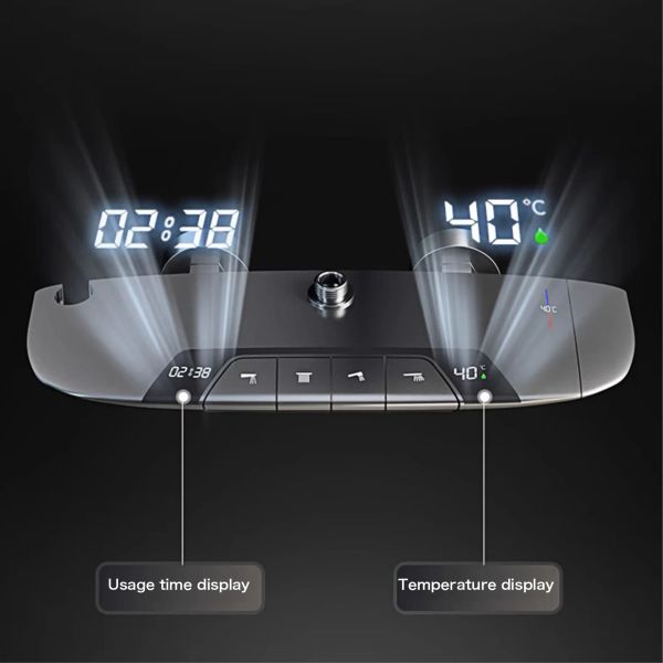 Sistema de ducha de ducha de latón gris de lujo Temperatura constante Diseño de visualización digital un mango Hot dual control de baño