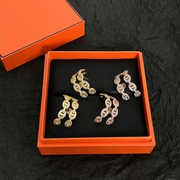 Luxury merk hoepel oorbellen ronde varkensneusontwerper kristal ronde lus oorbellen voor dames topkwaliteit merk designer sieraden voor vrouwen feestgeschenk