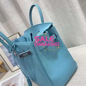 Luxury h Sac en cuir réel avec bouton argenté en cuir togo petite