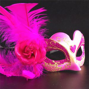Luxe Half Gezicht Feather Masquerade Masque Voor Vrouwen Kinderen Designer Half Gezicht Masker Creatieve Feestelijke Mascherine Maskers in 6 kleuren 11h #