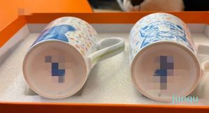 Luxe met de hand beschilderde signage-mokken Paar kopjes koffiekopje theekopje van hoogwaardig porselein met geschenkverpakking voor het hele gezin
