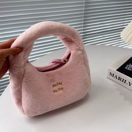 luxe handtas tas onderarm winter teddy hobo dames mannen tote crossbody tas schouder tote bohos candy girl tote bucket bags zwart roze wol portemonnee