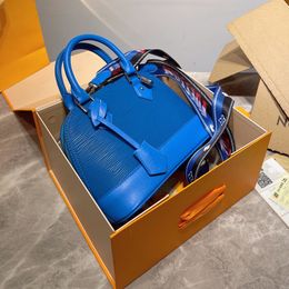 sac à main de luxe sac de designer classique couleur bleu sacs à coque vague avec serrure en cuir véritable soirée écuyer sacs fourre-tout shopping portefeuille grande capacité sacs à main d'épaule