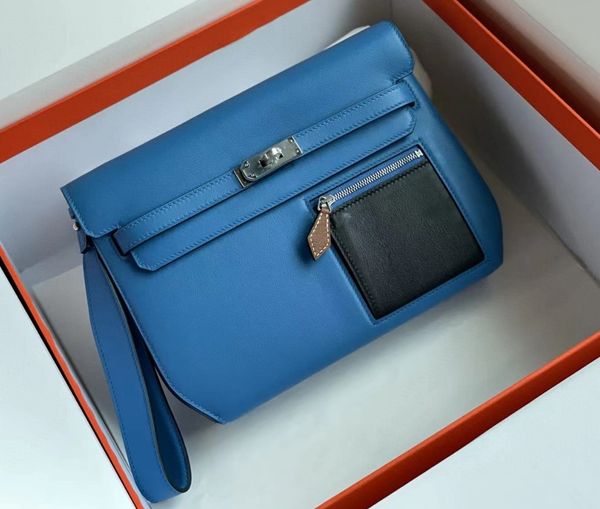 Sac de créateur de sac à main de luxe 25 cm Homme Bottes de petite taille en vente en cuir authentique couture à la main bleu vert foncé de nombreuses couleurs