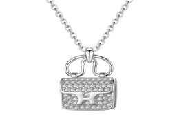 Luxe handtas ketting H lettertas ketting mode coole hang ketting roségoud en zilveren platina sieraden9576319