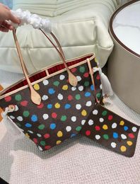 2023 YK Bolsa de compras con bolsa con cremallera Diseñador Gradiente Nunca Mujeres Totes completos Speedys Composite Boston Pillow Bag Lady Bolsos Yayoi Kusama Bolsa de compras