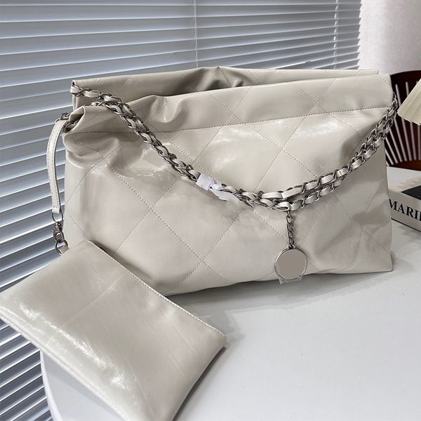 Bolso de lujo, bolso de mano, bolso de diseñador, moda para mujer, bolso con cadena de entramado de diamantes, bolso hobo de cuero real, 22 bolsas