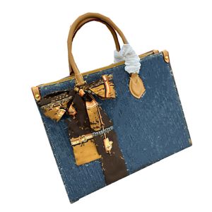 Luxe handtas dames denim tas tas ontwerper ontwerp schoudertas kussentas distributie sjaals