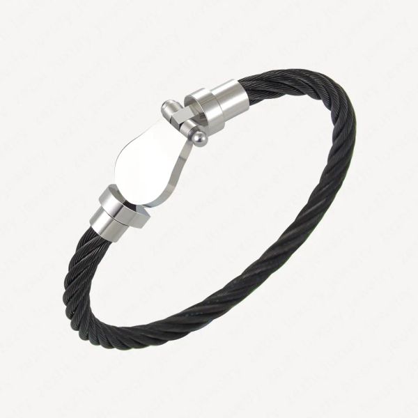 Artisanat de luxe pour femmes Bracelet de créateur Bracelet en fer à cheval Bracelet en acier inoxydable noir plaqué or blanc 18 carats